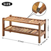 ONIJA Sheesham Wood Shoe Rack, Natural, Entryway, Stackable, Small, Stand, Free Standing, 27 X 68 X 29 cm